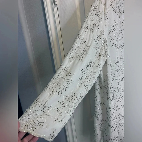 🤍”Gunit Fashions” Vintage White Beaded Tunic w/ “Snowflake” Pattern Size 2X 🩶 - Picture 5 of 17